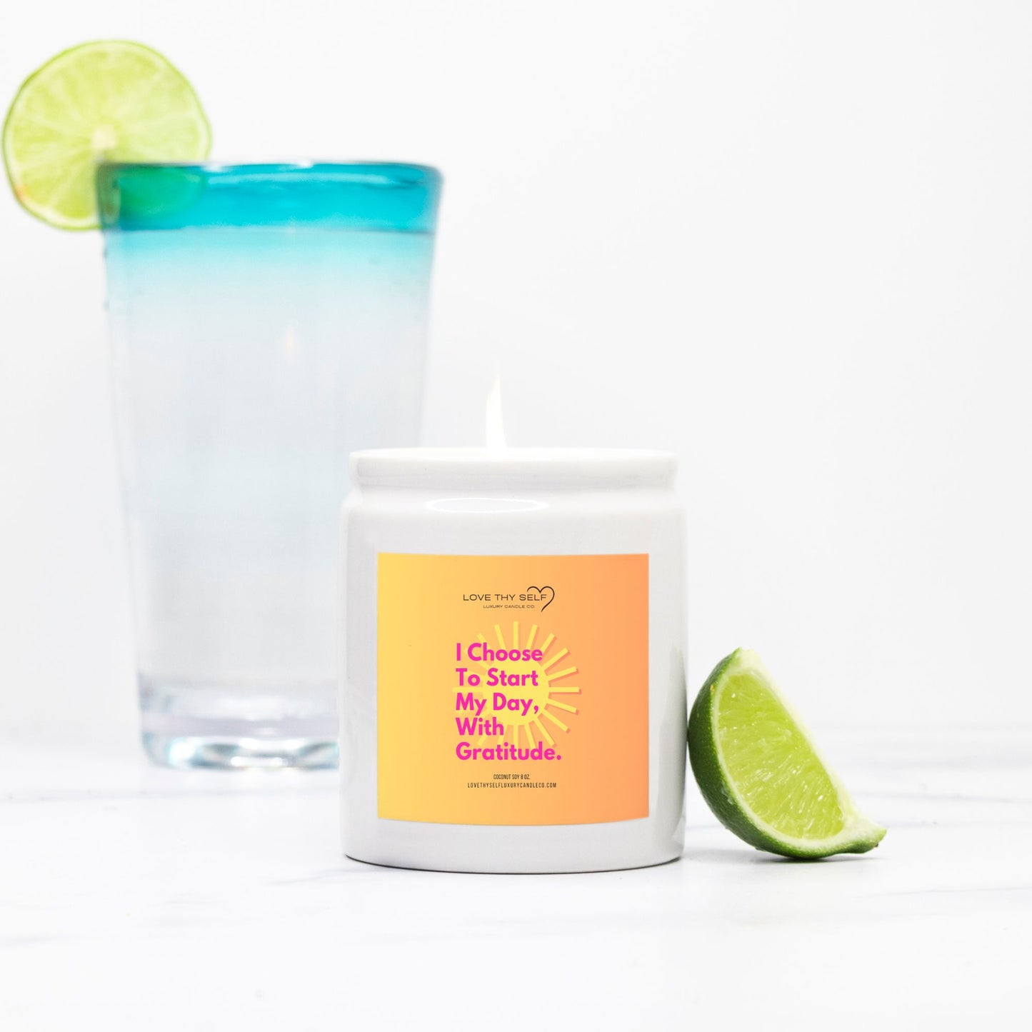 Candle Ceramic 8oz (White)