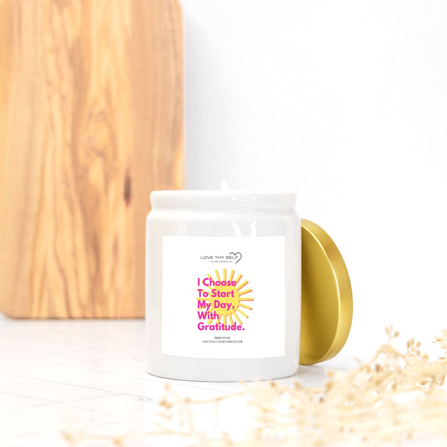 Candle Ceramic 8oz (White)