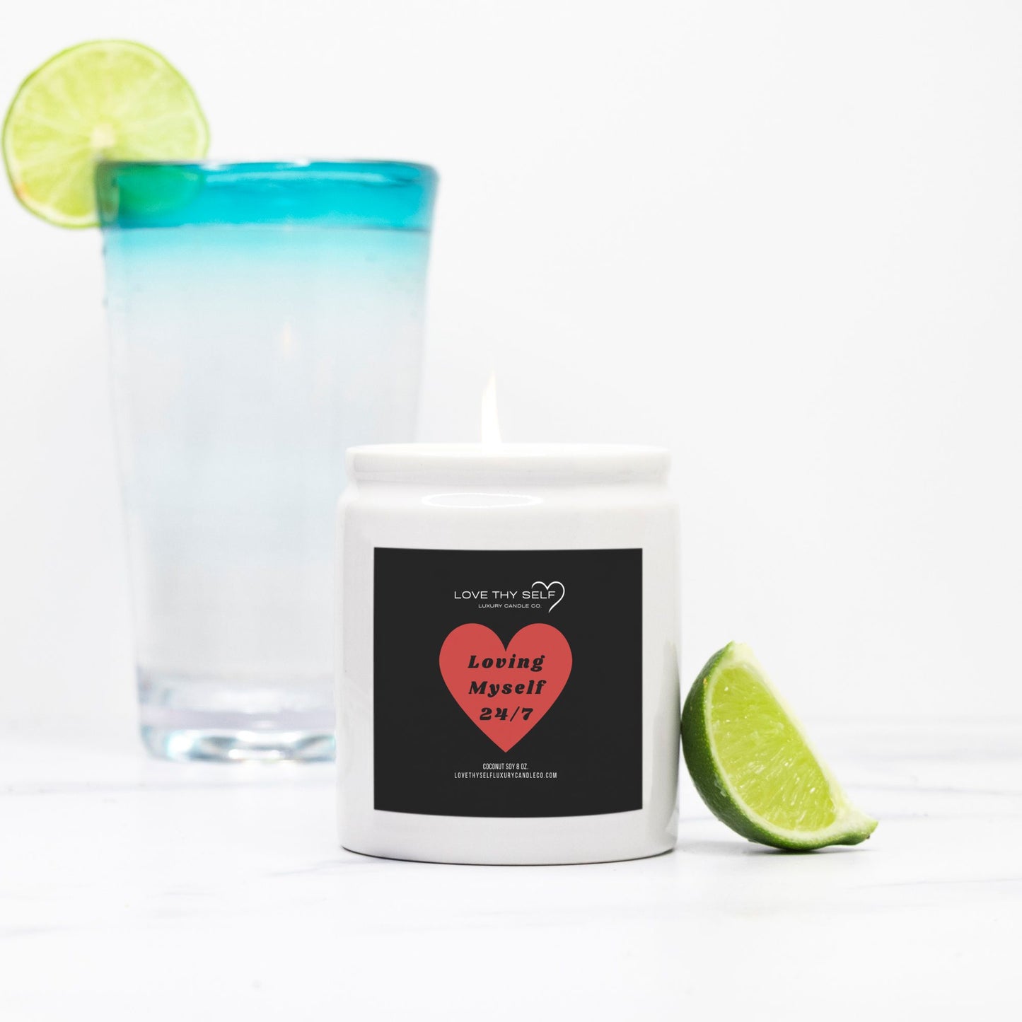 Candle Ceramic 8oz (White)