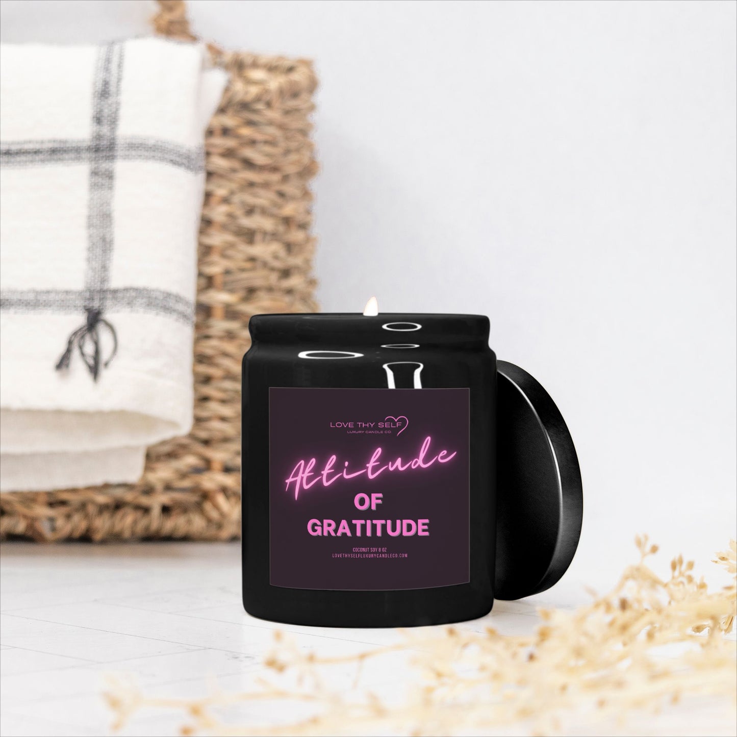 Candle Ceramic 8oz (Black)