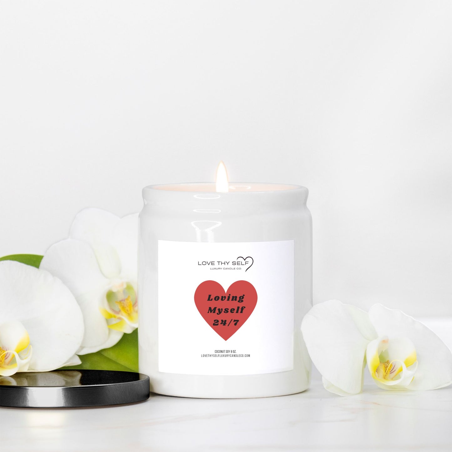 Candle Ceramic 8oz (White)