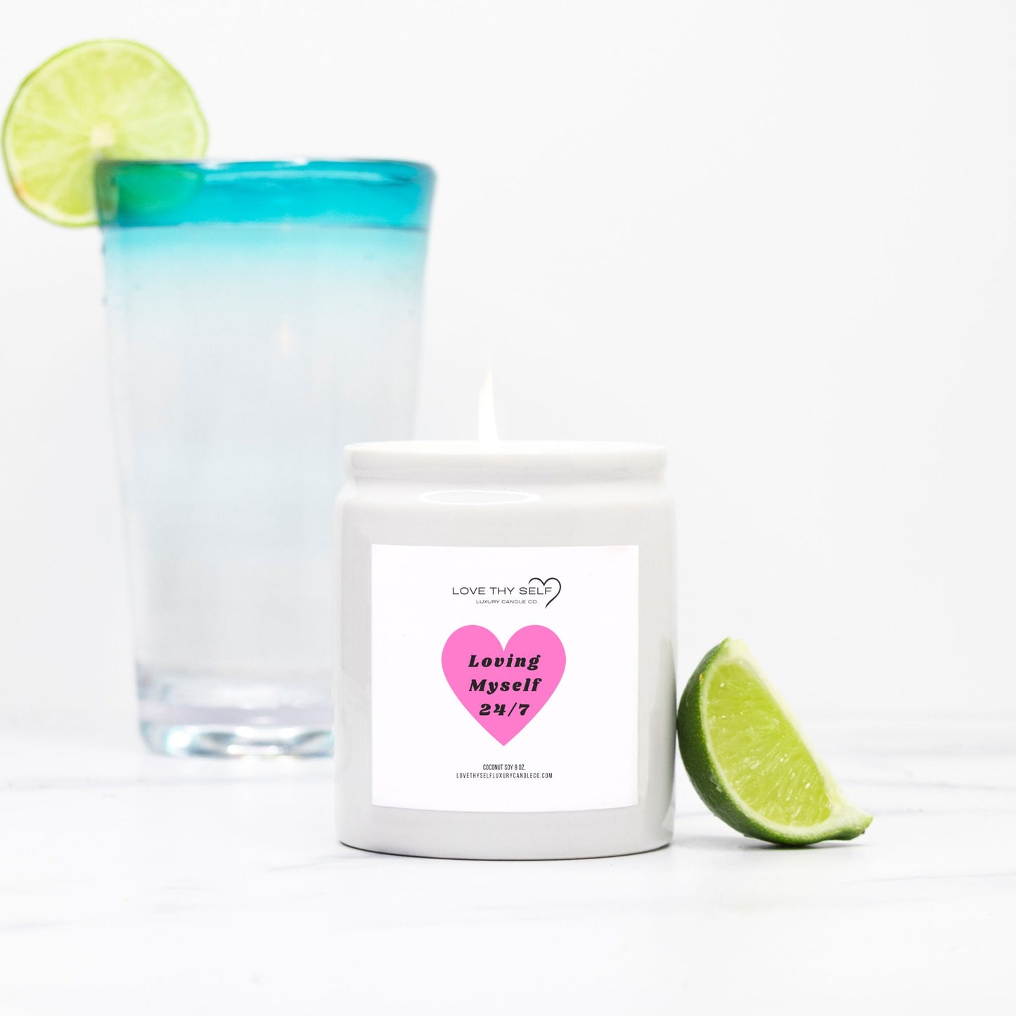 Candle Ceramic 8oz (White)